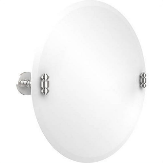 Frameless Round Tilt Mirror with Beveled Edge in Polished Chrome