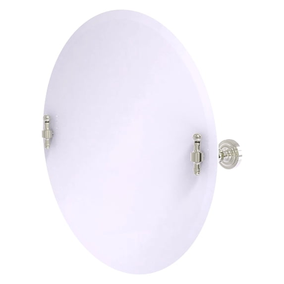 Frameless Round Tilt Mirror with Beveled Edge in Satin Nickel