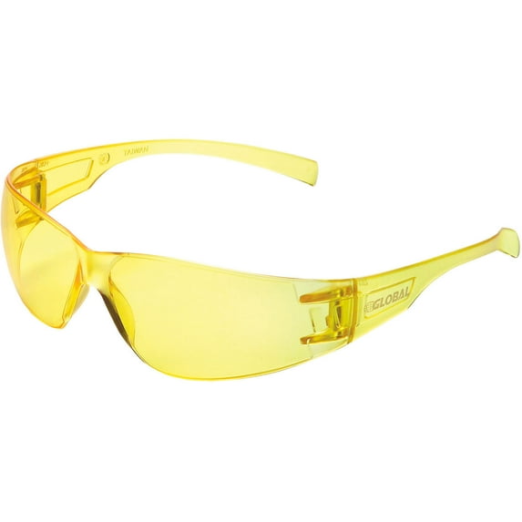 Frameless Safety Glasses, Scratch Resistant, Amber Lens, Lot of 12