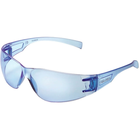 Frameless Safety Glasses, Scratch Resistant, Blue Lens, Lot of 12