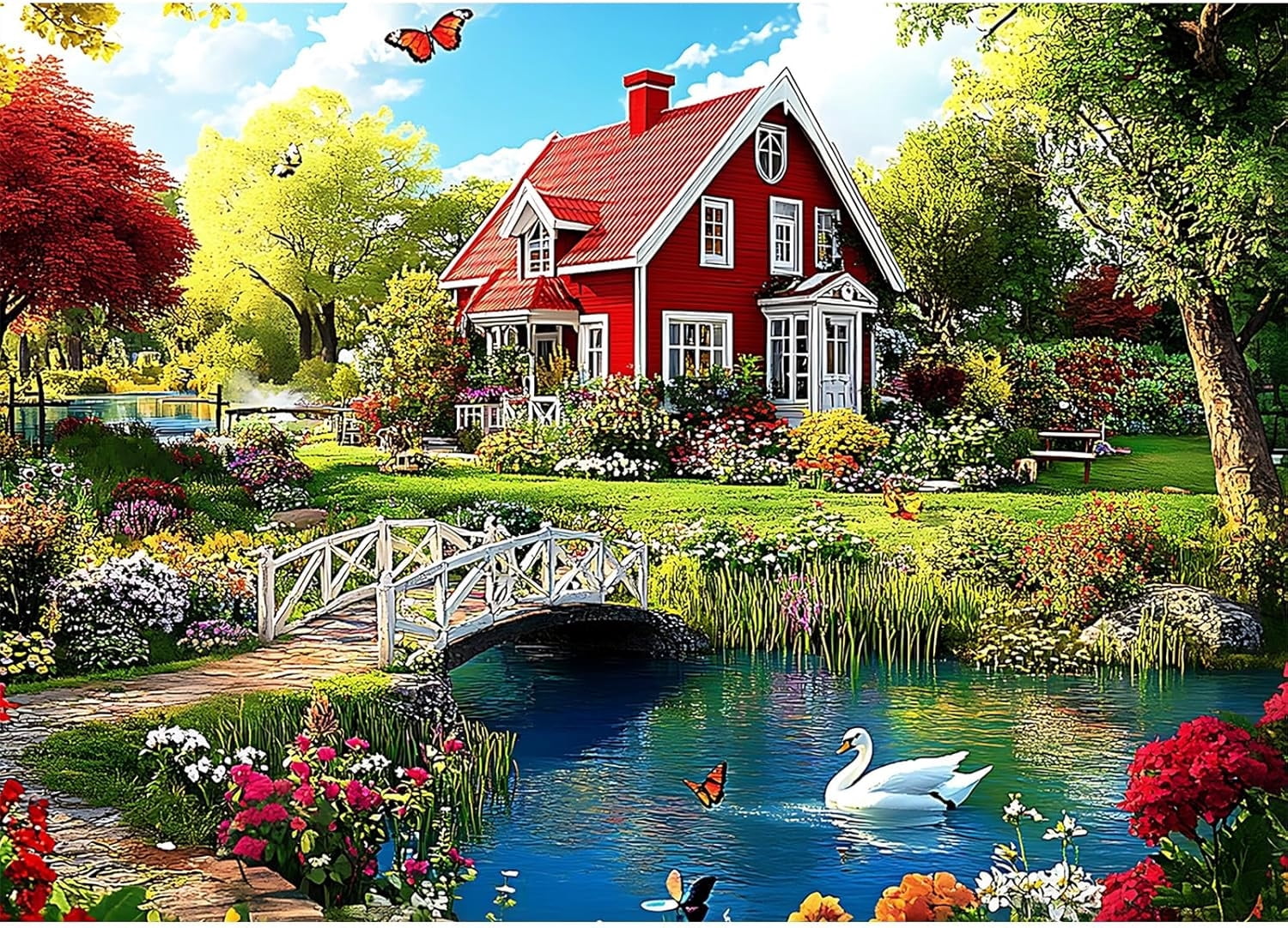 Full Square Diamond Painting Kit For Adults - 16x16in Landscape With Mountains & River, 5D DIY Diamond Art Craft - View #2