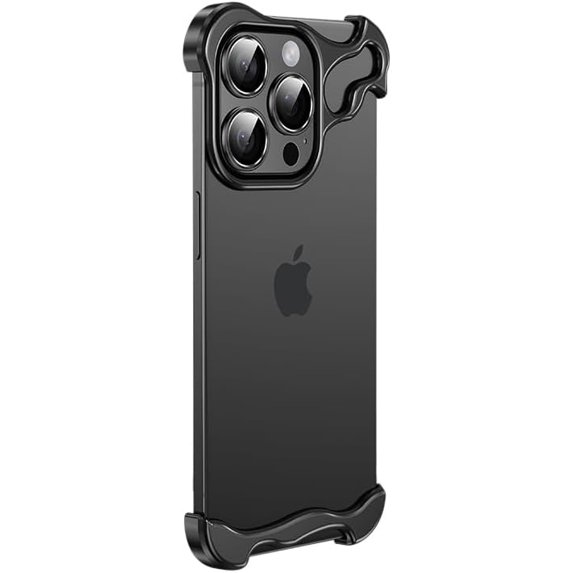 Frameless Series Designed for iPhone Case,Minimalist Protective Shock Absorption Aerospace Grade Aluminum Shells & Elastomer Inlays Easy Fit,Shockproof Bumper Cover (Black,iPhone 14 Plus)