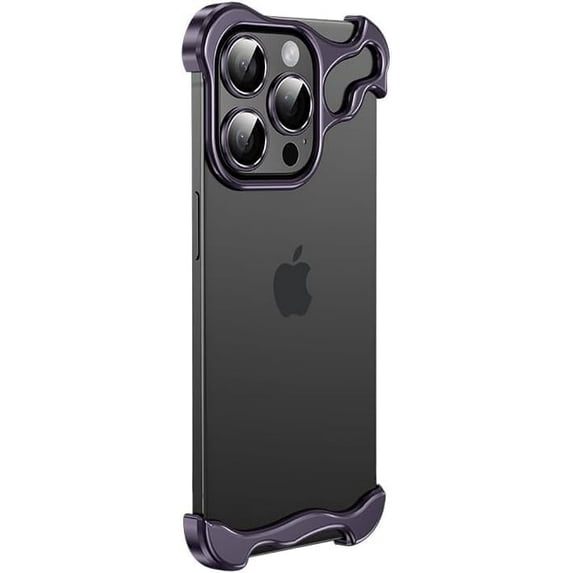 Frameless Series Designed for iPhone Case,Minimalist Protective Shock Absorption Aerospace Grade Aluminum Shells & Elastomer Inlays Easy Fit,Shockproof Bumper Cover (Purple,iPhone 16 Pro)