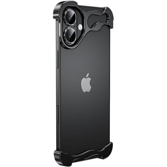 Frameless Series Designed for iPhone Case,Minimalist Protective Shock Absorption Aerospace Grade Aluminum Shells & Elastomer Inlays Easy Fit,Shockproof Bumper Cover (Black,iPhone 16 Plus)