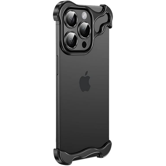 Frameless Series Designed for iPhone Case,Minimalist Protective Shock Absorption Aerospace Grade Aluminum Shells & Elastomer Inlays Easy Fit,Shockproof Bumper Cover (Black,iPhone 16 Pro)
