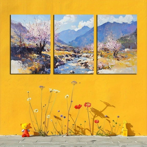Frameless Set of 3 12x18Inches (30x45cm) Canvas Wall Art Wall Decor for Bedroom Living Room Home Decor Beautiful valley WXG05079