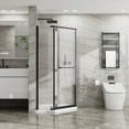 thumbnail image 1 of Frameless Shower Door, 36 in.D x 36 in.W x 72 in.H Corner Shower Enclosure with Clear SGCC Tempered Glass Pivot Shower Door in Matte Black Finish, 1 of 7