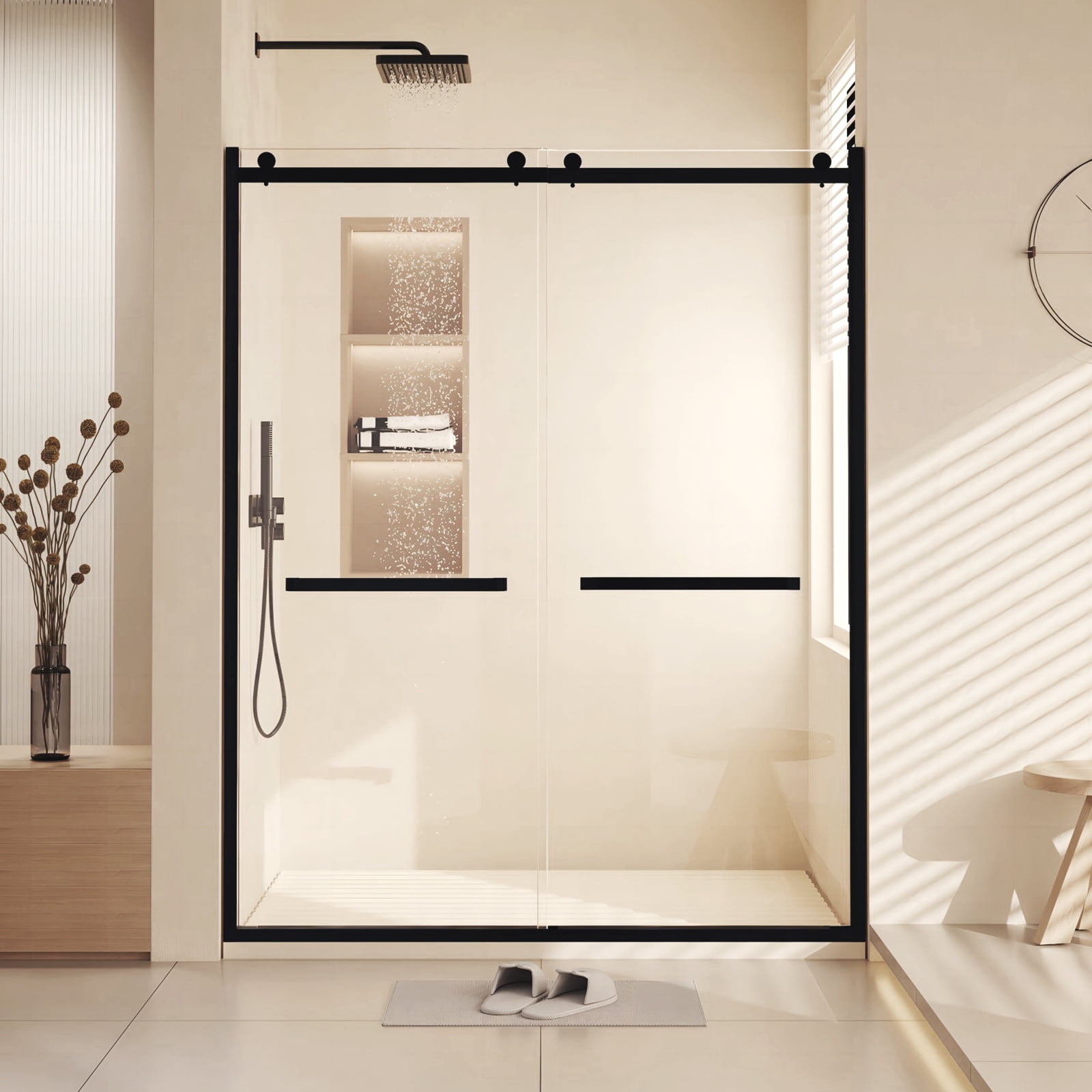 Frameless Shower Door, Double Sliding Shower Door with Thick Tempered Glass,  Waterproof Shower Door with Seal Strip Parts and Pull Handle, Easy Sliding  Shower Door with Stainless Steel Hardware - Walmart.com, image size:1600x1600