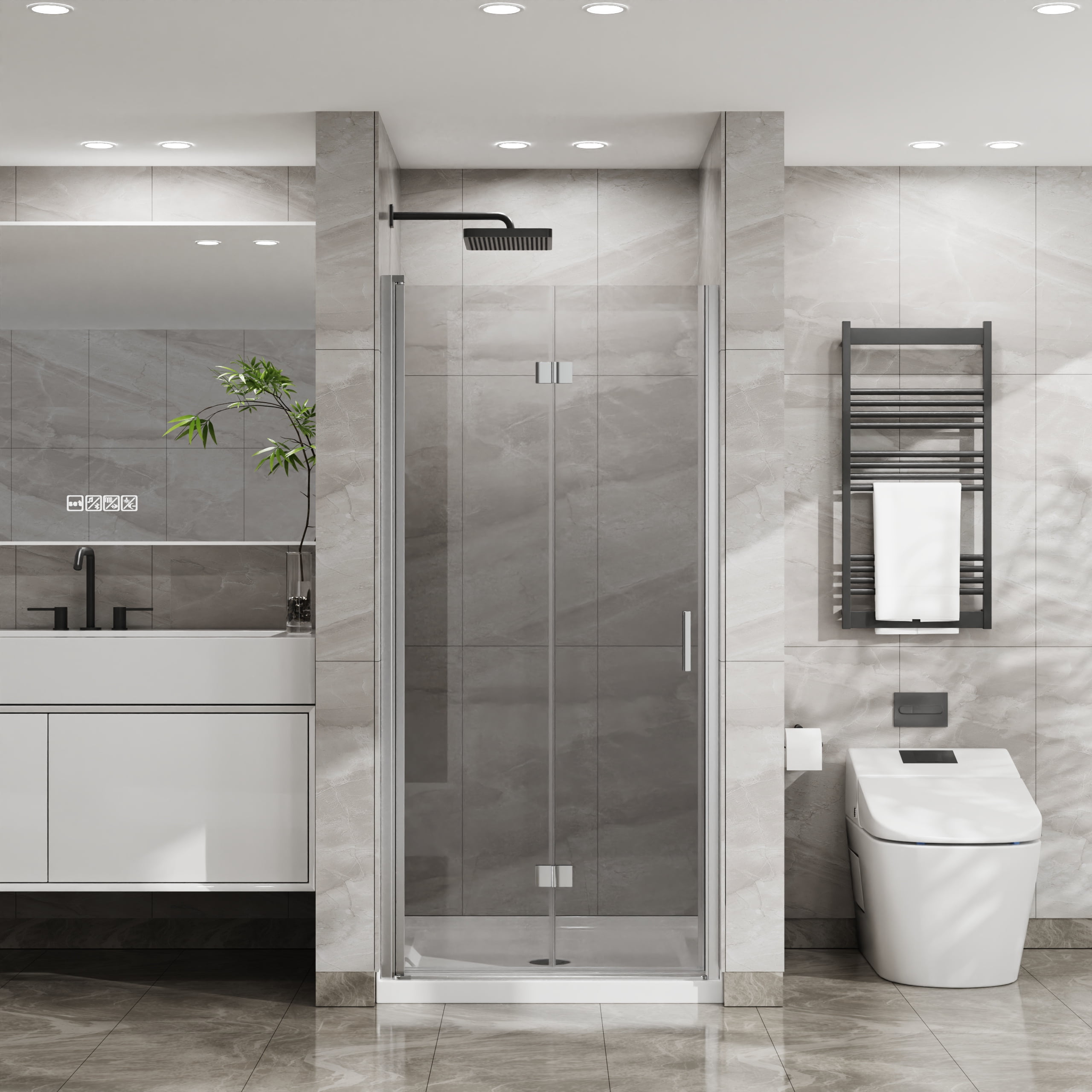 Frameless Shower Door Goodyo 34"x 72" Bifold Frameless Glass Shower ...