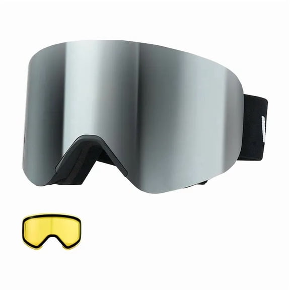 Frameless Ski Goggles with Magnetic Cylindrical Lens and Anti-Fog Coating for Men and Women, Ideal for Skiing and Snowboarding