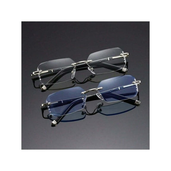 Frameless Smart Zoom Men's Glasses - Vintage Style PC Frame, Multi-Focus Adjustable Lenses Sleek Eyeglass Design, Machine Washable, Battery-Free, Perfect Gift For Him, Adjustable Eyeglasses