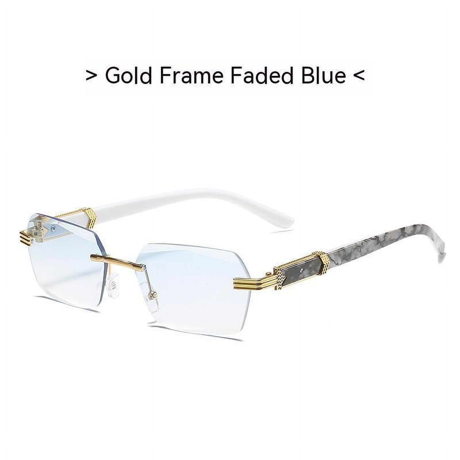 Frameless Sunglasses for Men with UV400 Protection, Category 1 Light Tint, and Stylish Marbled Design