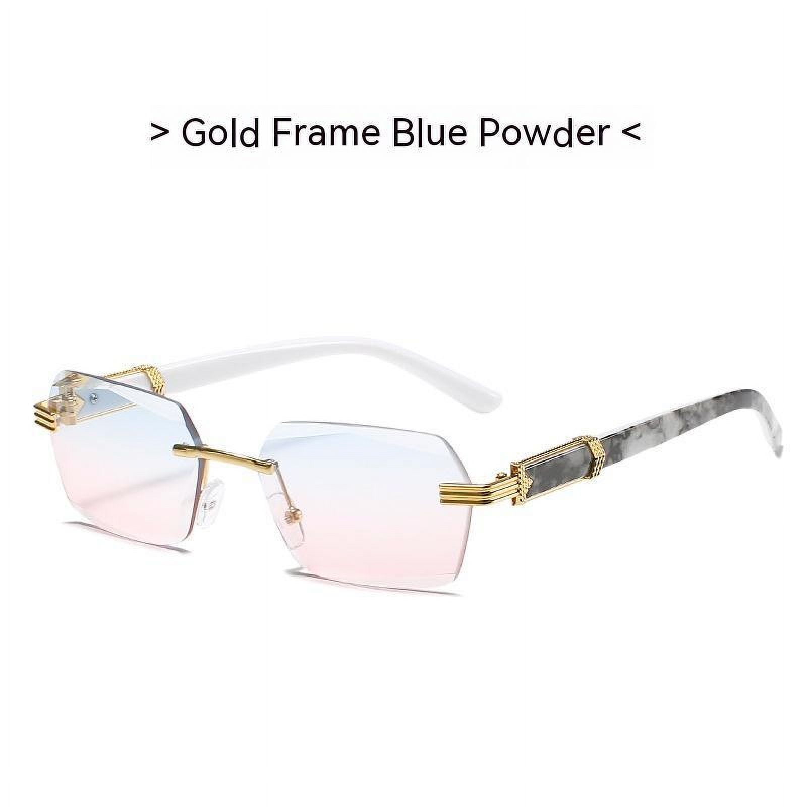 Frameless Sunglasses for Men with UV400 Protection, Category 1 Light Tint, and Stylish Marbled Design