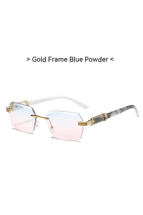 Frameless Sunglasses for Men with UV400 Protection, Category 1 Light Tint, and Stylish Marbled Design