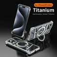 thumbnail image 1 of Frameless for iPhone 14 Pro Max Case with Ring Kickstand, Bezel Less Minimalist Metal Slim Hard Shockproof Anti-fall Ultra Thin for iPhone 14 Pro Max Case with Magnetic Kicktand Holder,Titanium, 1 of 11