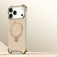 thumbnail image 1 of Frameless for iPhone 17 Pro Case, Compatible with Magsafe, Minimalist Shockproof Phone Shells, Magnetic Aluminum Metal Leather Case, Scratch Resistant Protective Case with Stand, Gold, 1 of 8