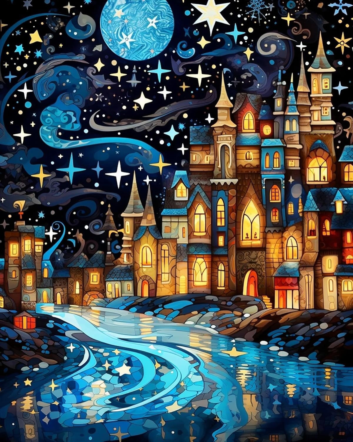 FramelessStarry Sky Diamond Art Painting Kits For Adults - 5D Diamond ...