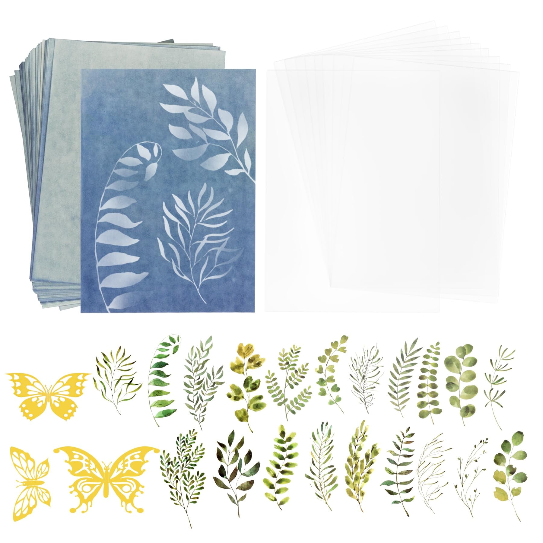 Framendino, 100 Pack Cyanotype TSF6 Sun Print Paper Kit with 10 Clear Plastic Sheet Board and ...