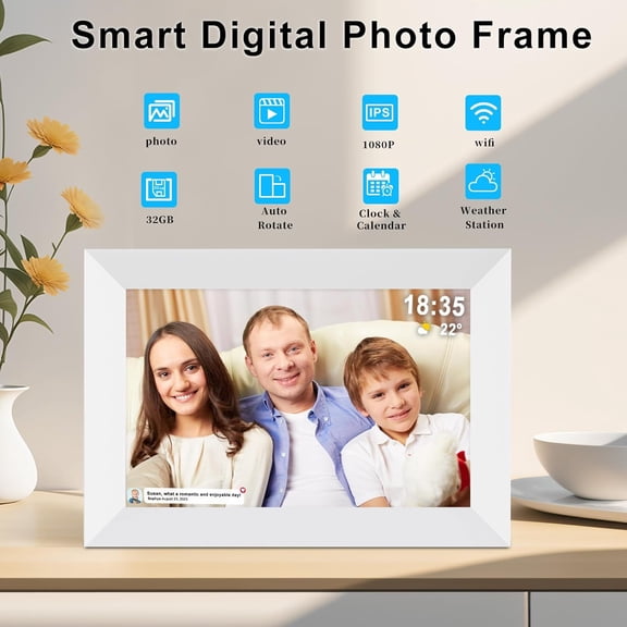 Frameo 10.1 Inch Smart WiFi Digital Photo Frame with 32GB Storage & IPS Touch Screen, Auto-Rotate Electronic Picture Frame for Home Office Gift
