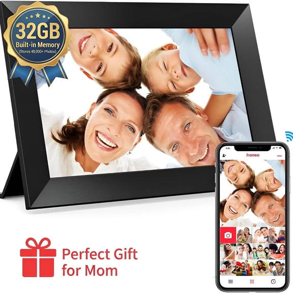 Frameo 10.1 Inch WiFi Digital Picture Frame, 1280x800 HD IPS Touch Screen Photo Frame Electronic, 32GB Memory, Auto-Rotate, Wall Mountable, Share Photos/Videos Instantly via Frameo App from Anywhere