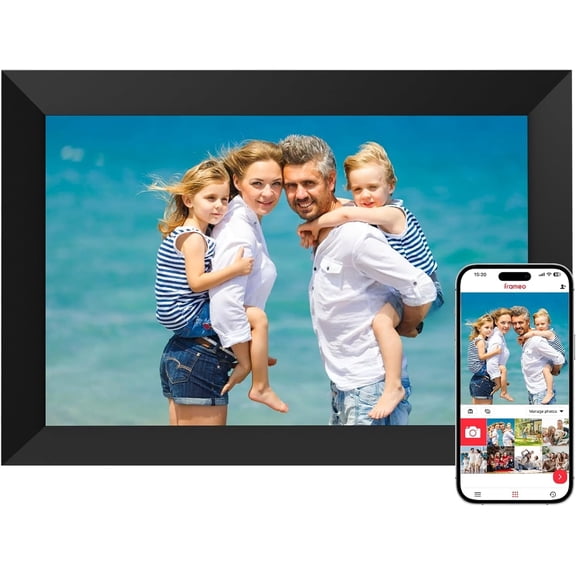 Frameo 10.1 Inch WiFi Digital Picture Frame, Digital Photo Frame with 1280x800  IPS  Screen, Auto-Rotate, Wall Mountable, Easy Setup to Share Moments Instantly via Frameo App, Gifts for Mom