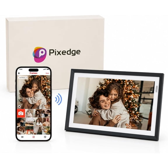 Frameo 10.1 in Smart WiFi Digital Photo Frame Electronic Picture Frame Slideshow Send Photos,32GB Ultra-Large Storage High Definition Display IPS Touch Screen Picture Frame