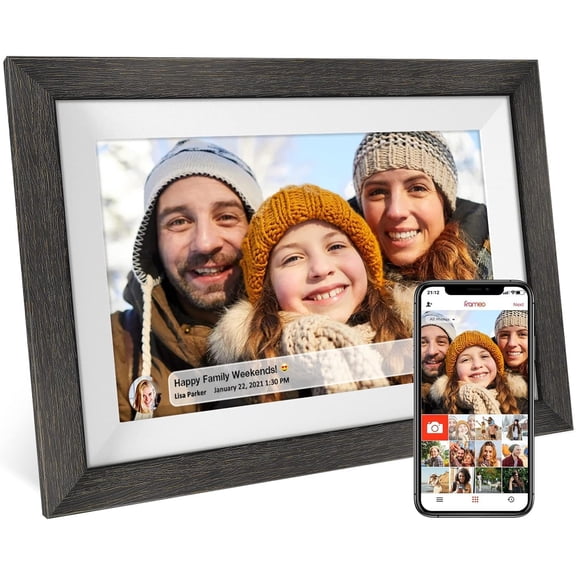 Frameo 10.1 inch Digital Picture Frame WiFi  Digital Photo Frame  IPS  1280 * 800 1080P Touch Screen -Rotate Easy Setup to use  Share Photos and Videos  for mon Father Women