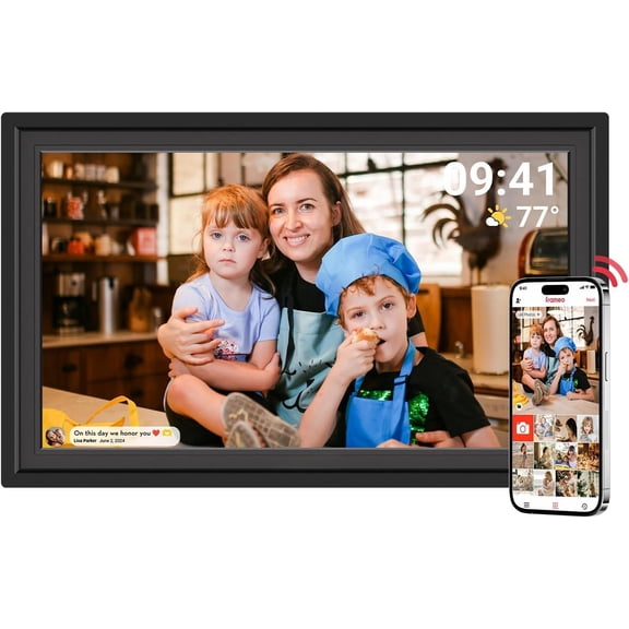 Frameo 15.6 WiFi Digital Picture Frame, Digital Photo Frame with 32 GB, IPS Touch Screen, -Rotate, Slideshow, Share Photos/Videos from Phone by Frameo App