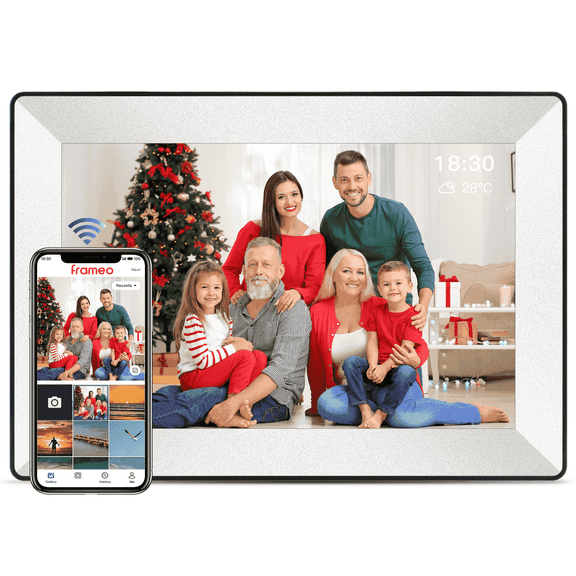 SBUSFGT 10.1" Art Digital Photo Frame, Matte Anti-Glare IPS Touch Screen, Share Photos via Free Frameo App, Auto-Rotate, HD Display for Family & Home Decor, White