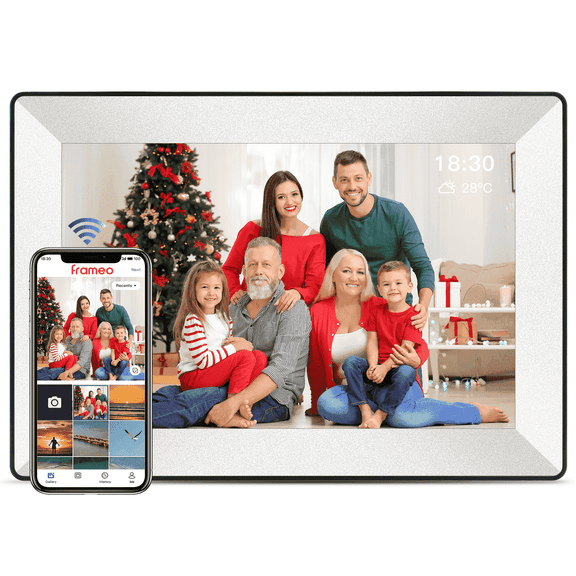 SBUSFGT 10.1" Wi-Fi Digital Photo Frame, 1280x800 HD IPS Touch Screen Auto-Rotate, Share Photos and Videos via Free Frameo App, White