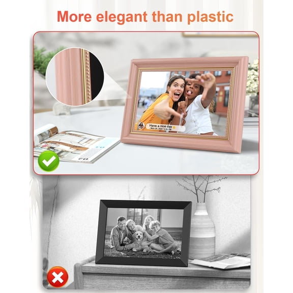 Frameo Digital Photo Frame 10.1 Inch WiFi Touch Screen with 32GB Storage, HD IPS Display, Smart App Sharing for Family Gifts, Coral Pink