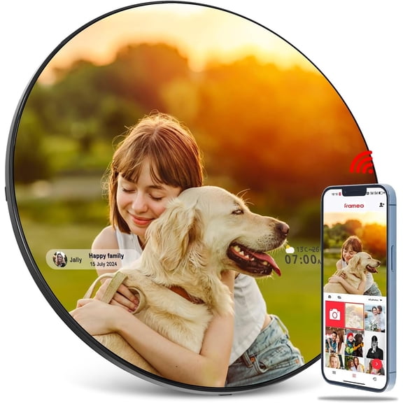 Frameo Digital Picture Frame - 10.1" Mirror Touchscreen Display Anti-Fog, WiFi Digital Mirror Share Photos & Videos via App, Wall/Tabletop Mount 32GB Frame for Decor & Gifts