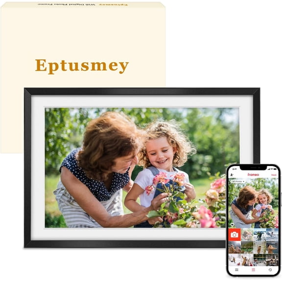 Frameo Digital Picture Frame WiFi 10.1 Inch Digital Photo Frame with 1280x800 HD Touch Display, Send Picture/Video via Frameo App/USB-C/Micro SD, Easy Setup, Great Gift, Classic Black
