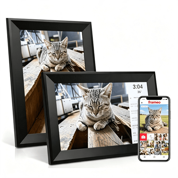 SBUSFGT HD Wifi Digital Picture Frame 10.1'' Auto-Rotate Touch Screen Share Photos via Frameo App with 16GB Storage - Ideal Birthday Gift - Black
