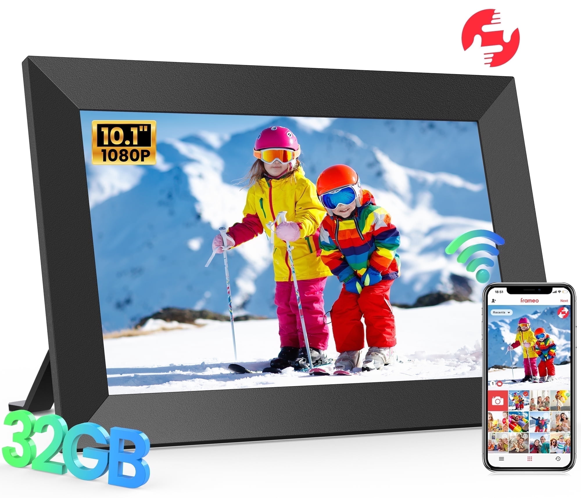 Frameo WiFi Digital Picture Frame, TEMASH 10.1" Digital Photo Frame 32G Memory with 1280*800 IPS Touchscreen, Auto Rotate, Gift for a Loved One! - Walmart.com