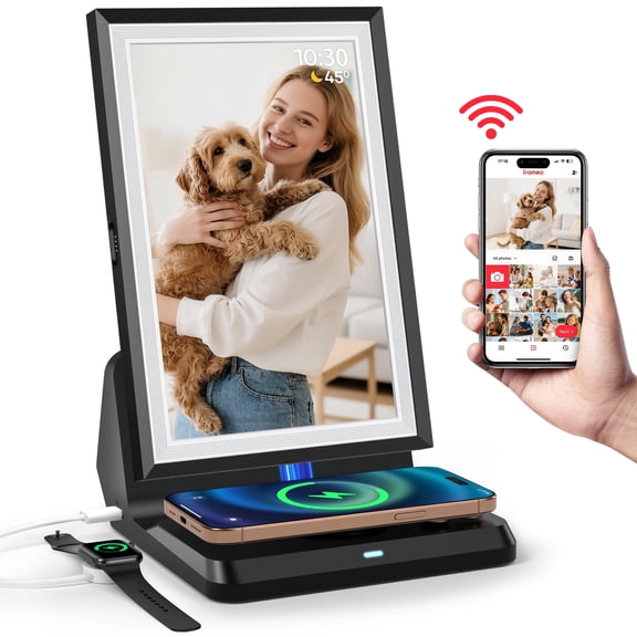 Girool Frameo 10.1” WiFi Digital Photo Frame with 3000mAh Battery, Electronic Picture Frame with IPS Touch Screen,Auto-Rotate, 32GB Storage, Share Moments Instantly via Frameo App from Anywhere