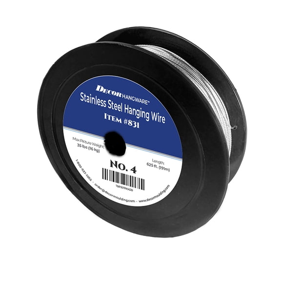Framer Supply Uncoated Stainless Steel Filament Picture Wire #4, Max Load 35lb, 625 foot Roll