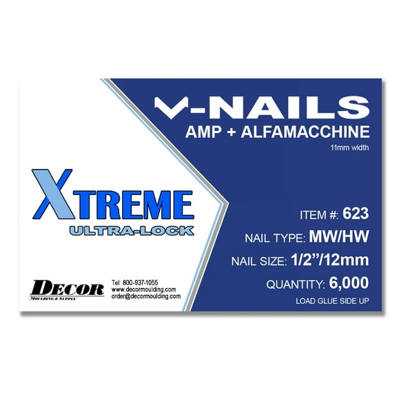 Framer Supply V-Nails for AMP, Hardwood & MDF, 1/2 Inch (12mm), Pack of 6000