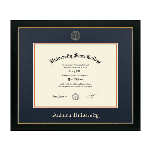 Framerly - AU Diploma Frame with Navy and Orange Mat