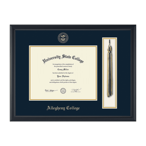 Framerly - Allegheny Tassel Diploma Frame with Navy and Gold Mat