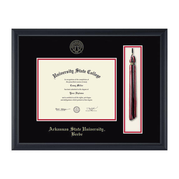 Framerly - Arkansas State Beebe Tassel Diploma Frame In Black Moulding
