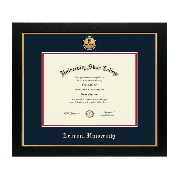 Framerly - Belmont Diploma Frame with Navy and Red Mat