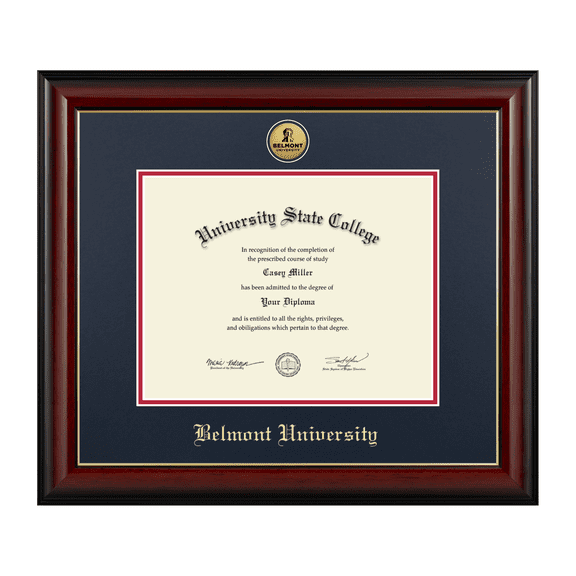 Framerly - Belmont Diploma Frame with Navy and Red Mat