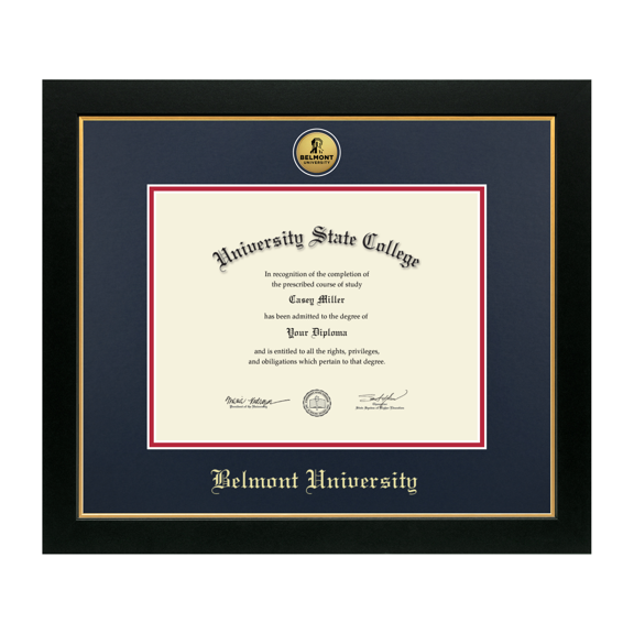 Framerly - Belmont Diploma Frame with Navy and Red Mat