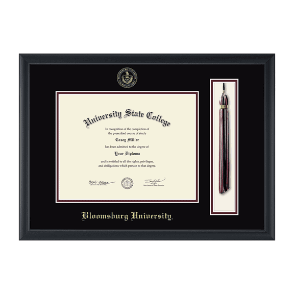 Framerly - Bloomsburg Tassel Diploma Frame with Black and Maroon Mat