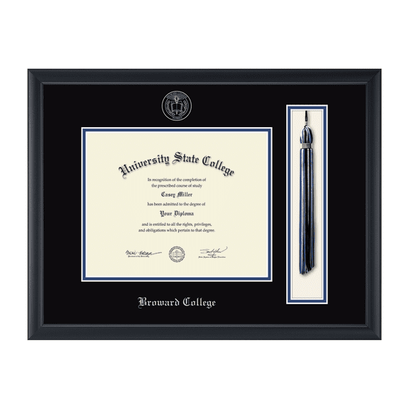 Framerly - Broward Tassel Diploma Frame with Black and Royal Blue Mat
