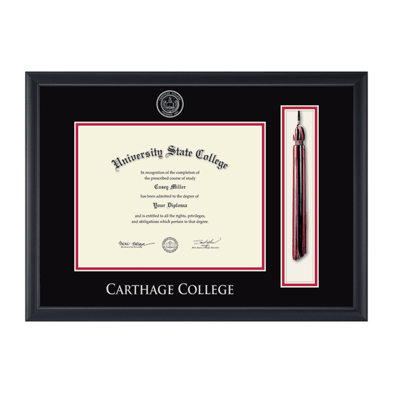 Framerly - Carthage Tassel Diploma Frame with Black and Red Mat