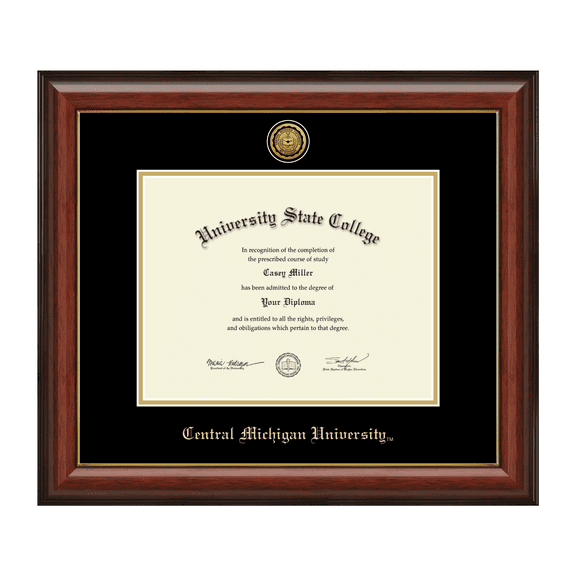 Framerly - Central Michigan Diploma Frame with Black and Gold Mat