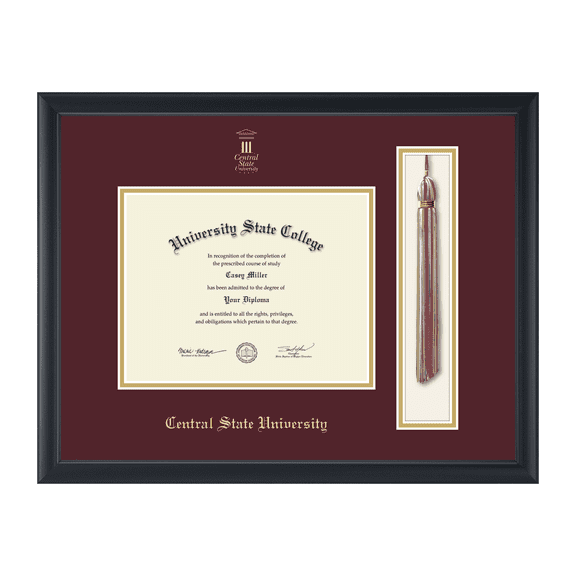 Framerly - Central State Tassel Diploma Frame with Maroon and Gold Mat