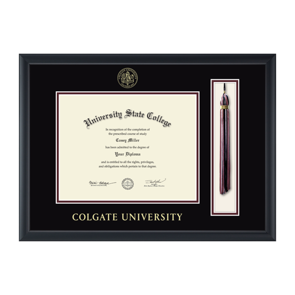 Framerly - Colgate Tassel Diploma Frame with Black and Maroon Mat